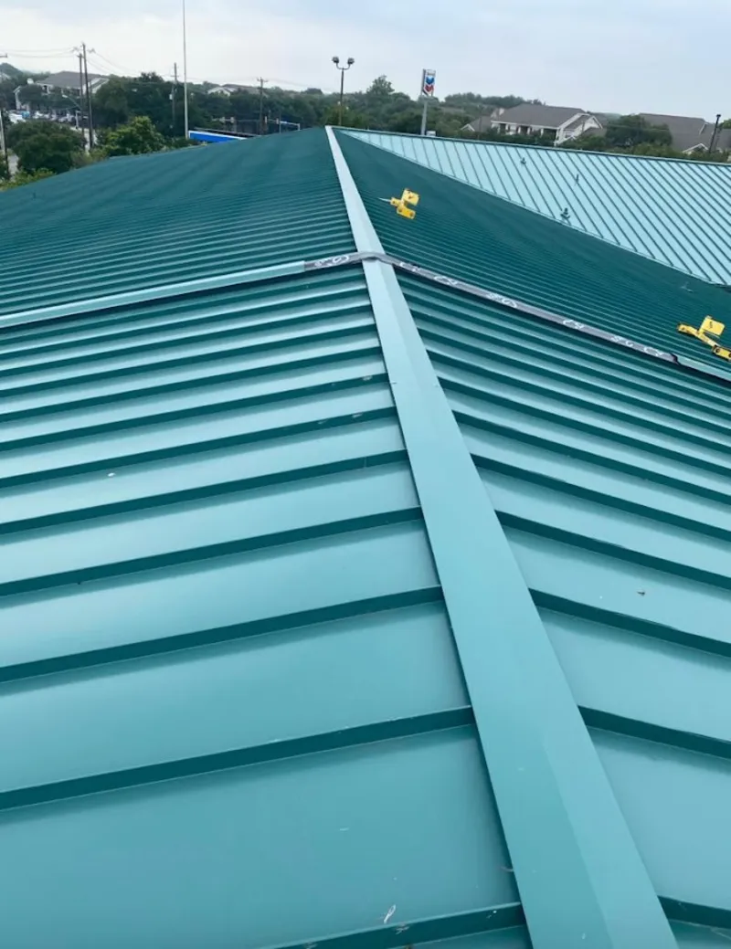 Green commercial metal roof ridge and valley for Metal Roof Repair in West Allis